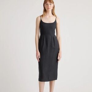 NWT! Quince | 100% European Linen Scoop Neck Midi Dress | Black | M